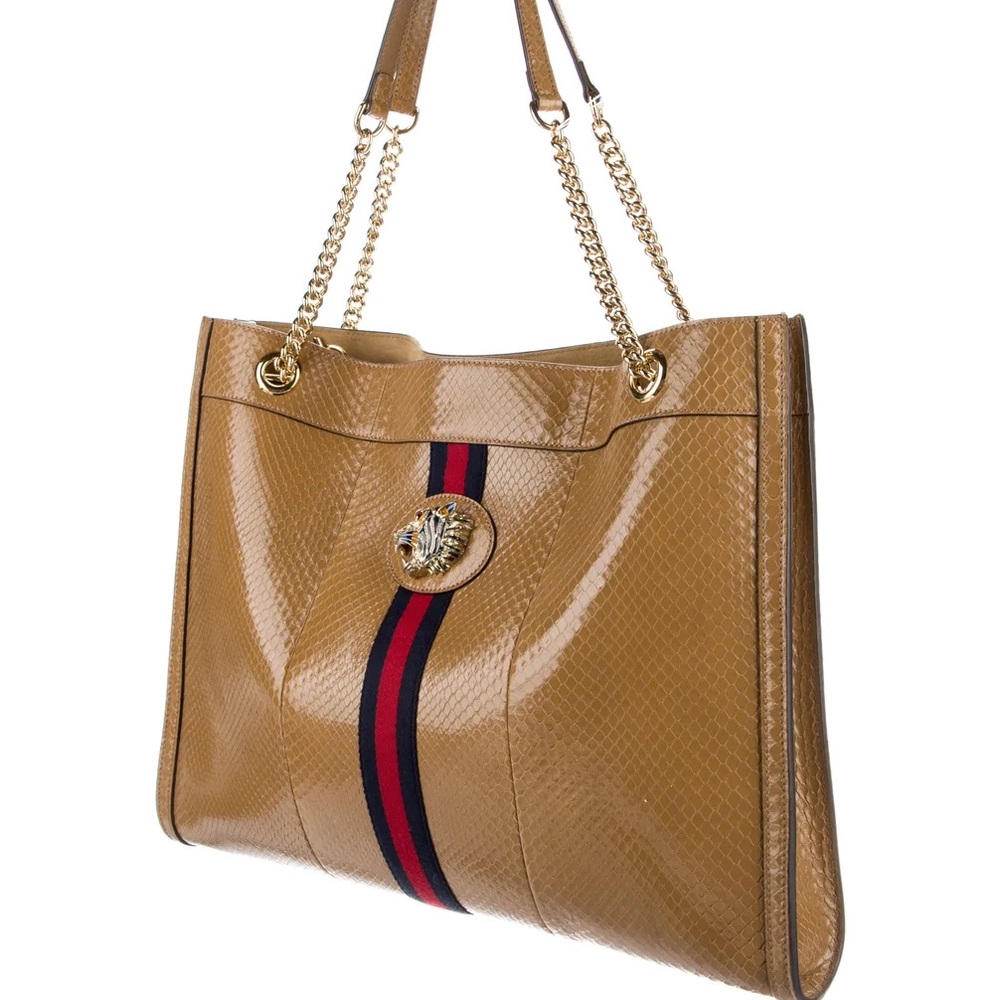 Gucci Rajah Python Tote Large Tan - Picture 2 of 5